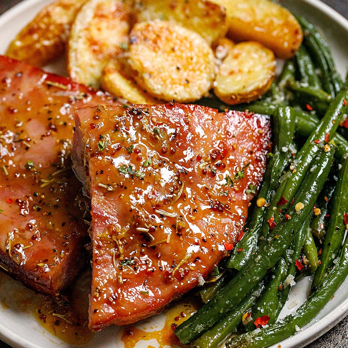 Baked Ham Steaks Sheet Pan Dinner