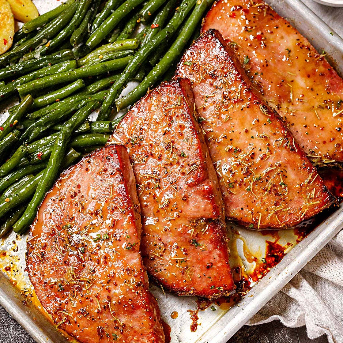 Baked Ham Steaks Sheet Pan Dinner