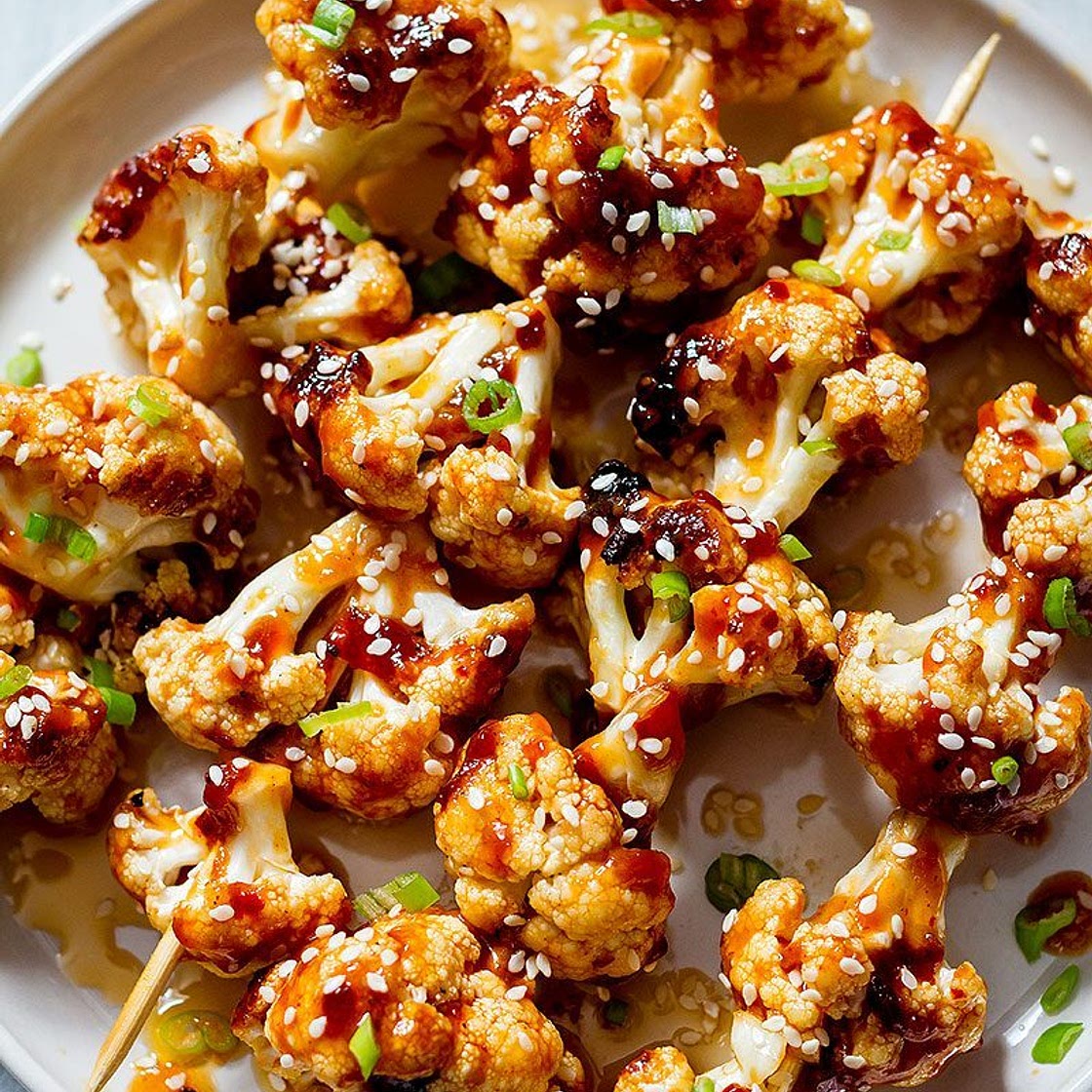 Grilled General Tso’s Cauliflower Kabobs