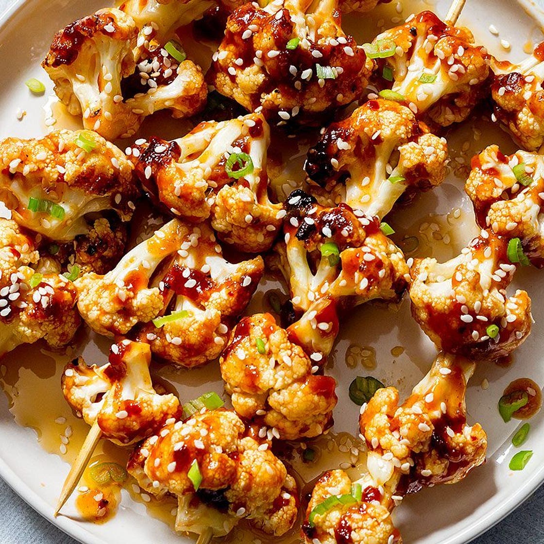 Grilled General Tso’s Cauliflower Kabobs
