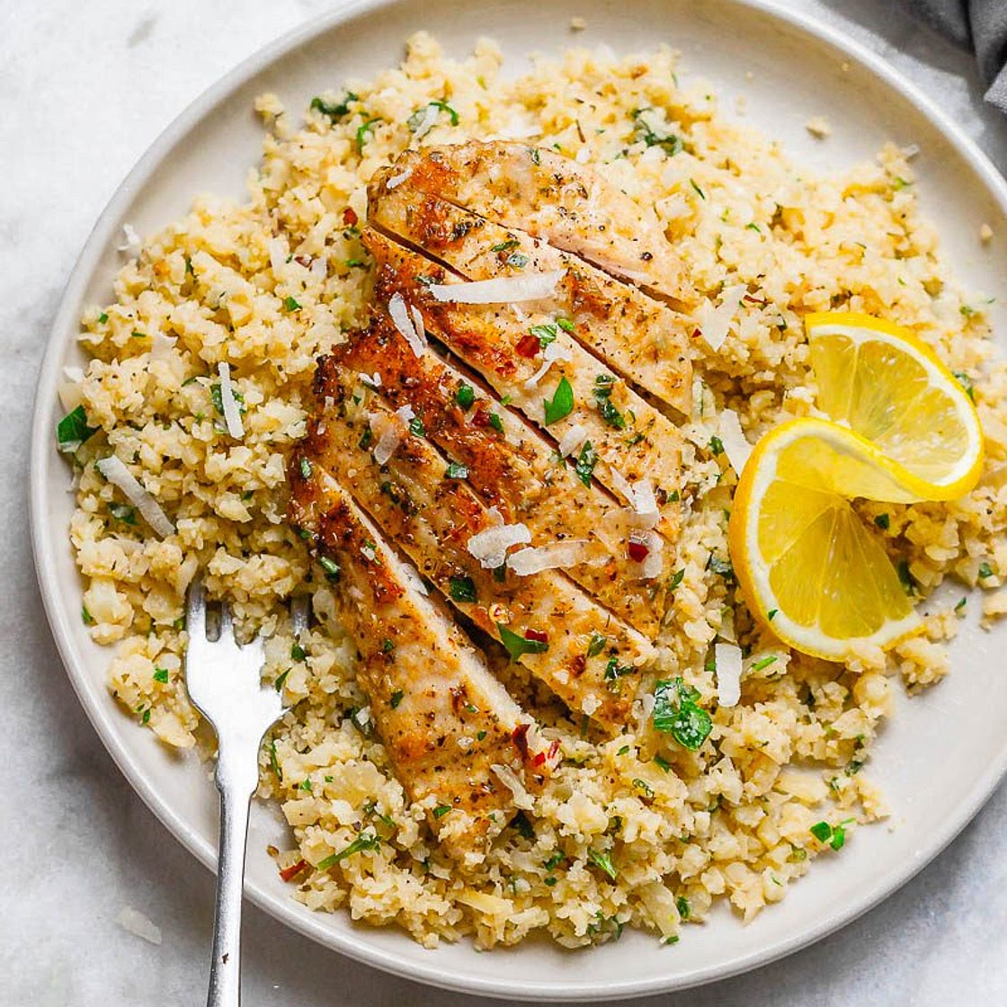 Garlic Butter Chicken with Cauliflower Rice