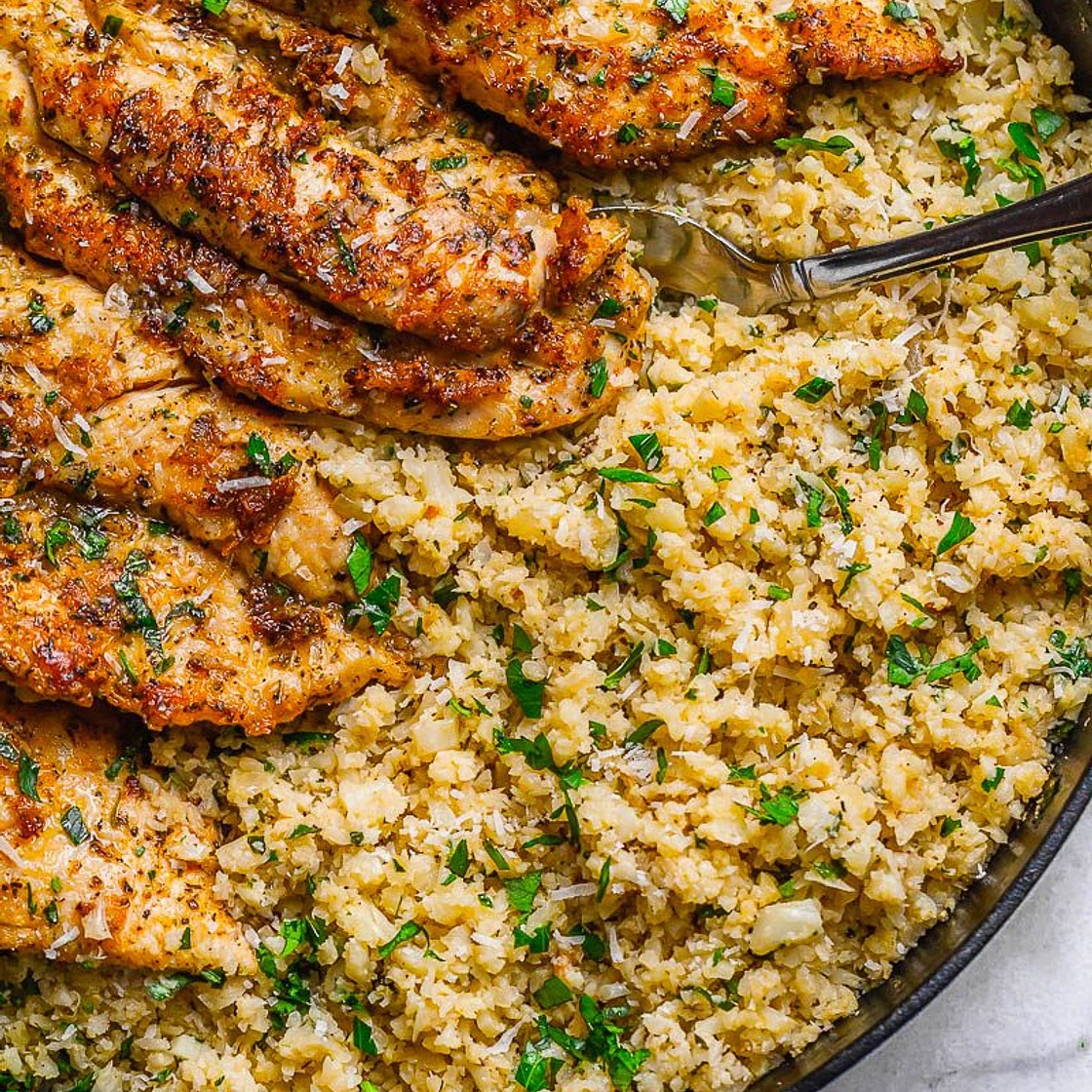 Garlic Butter Chicken with Cauliflower Rice