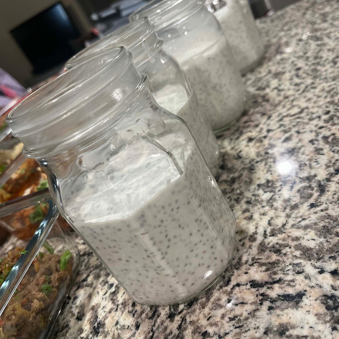 Coconut Greek Yogurt Chia Raspberry Almond parfait 