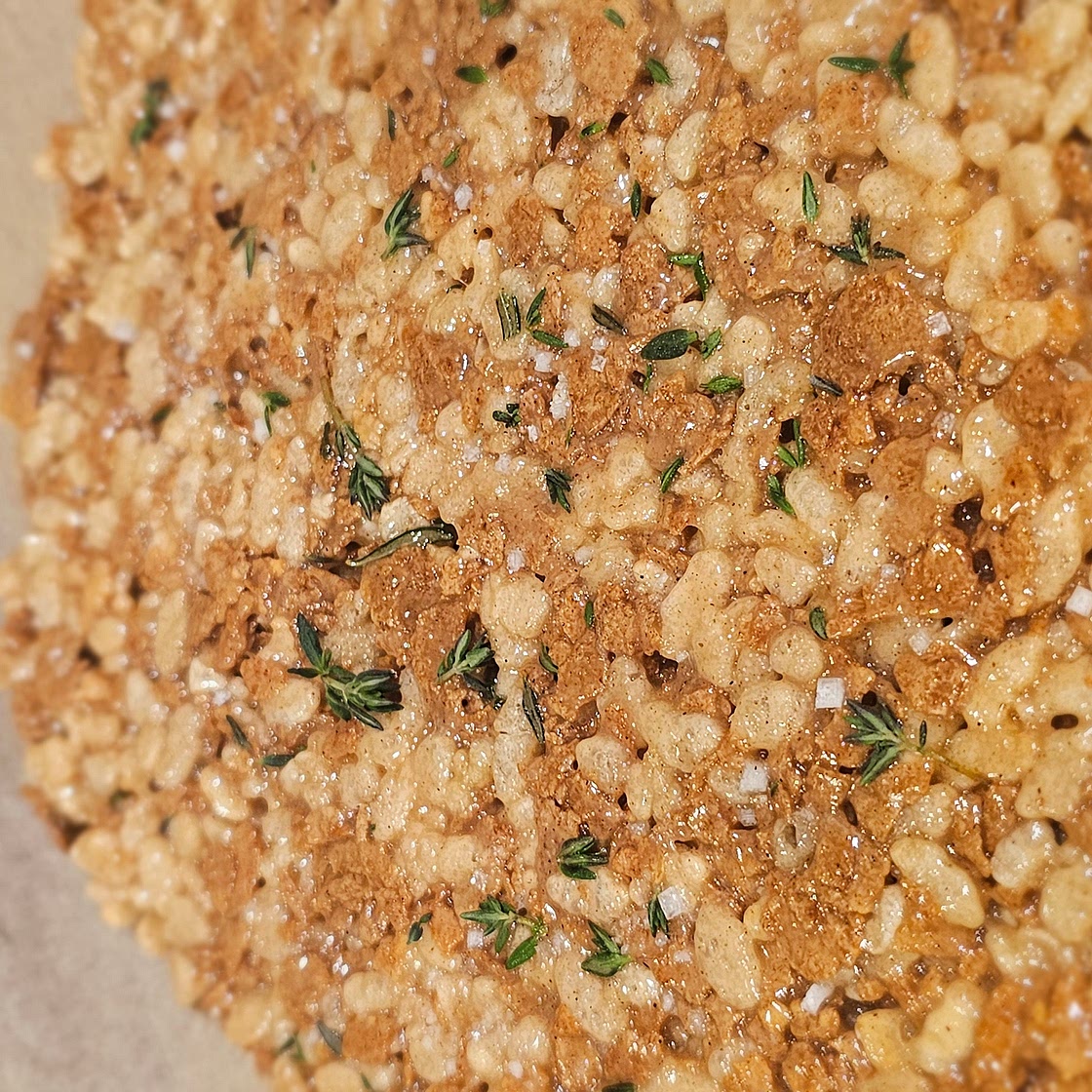 Brown Buttered Tyme & Rosemary Roce Treats