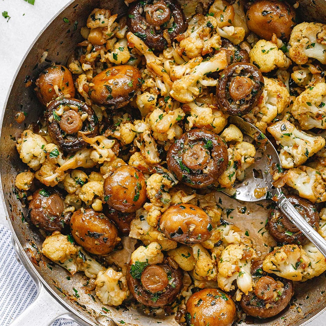 Garlic Mushrooms Cauliflower Skillet
