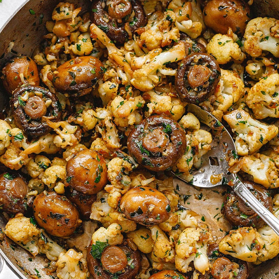 Garlic Mushrooms Cauliflower Skillet