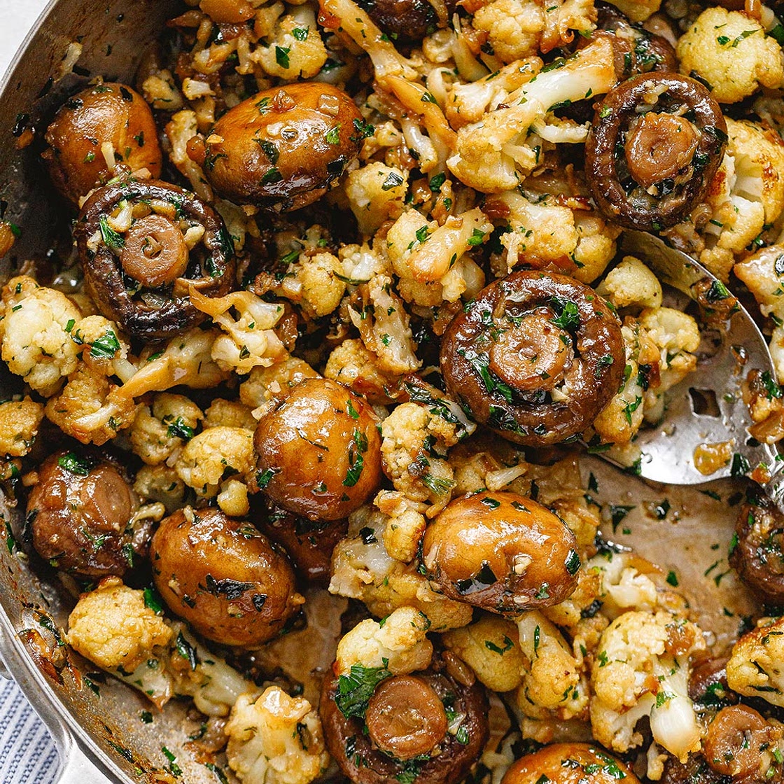 Garlic Mushrooms Cauliflower Skillet