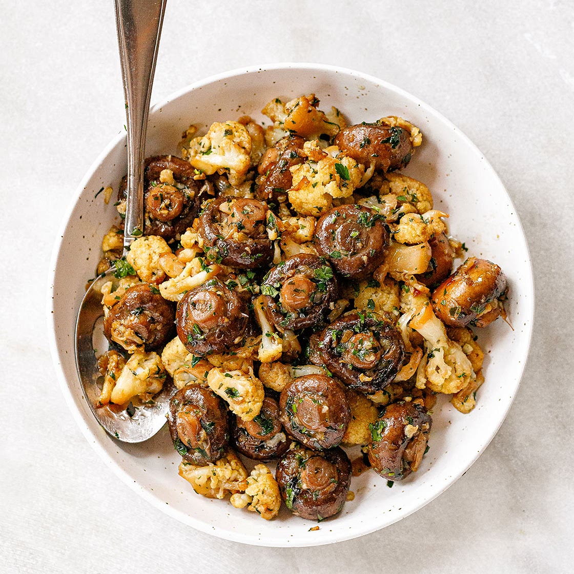 Garlic Mushrooms Cauliflower Skillet
