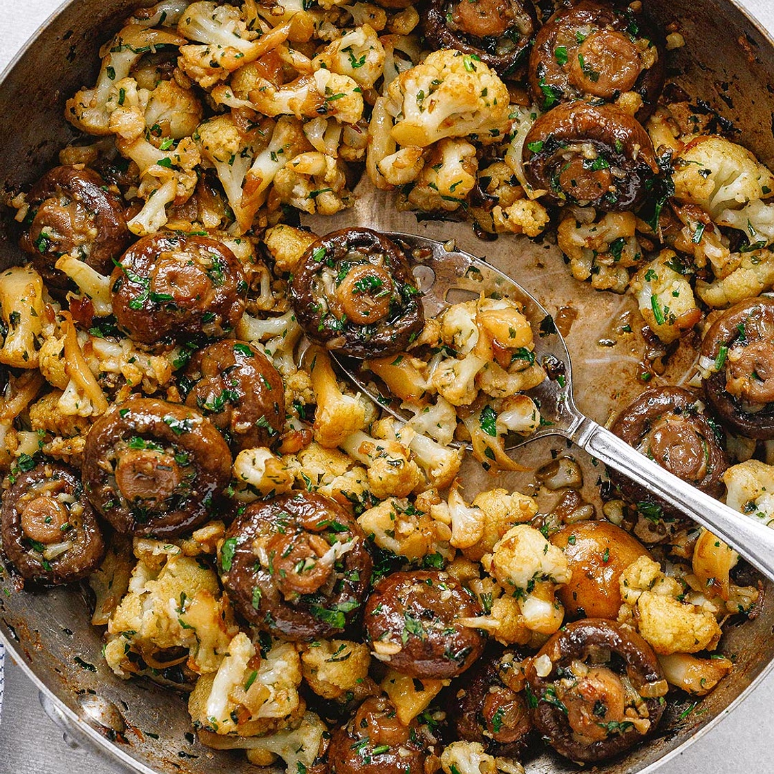 Garlic Mushrooms Cauliflower Skillet