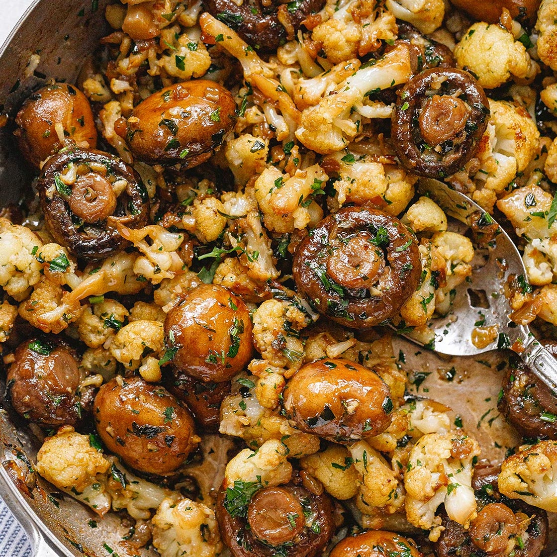 Garlic Mushrooms Cauliflower Skillet