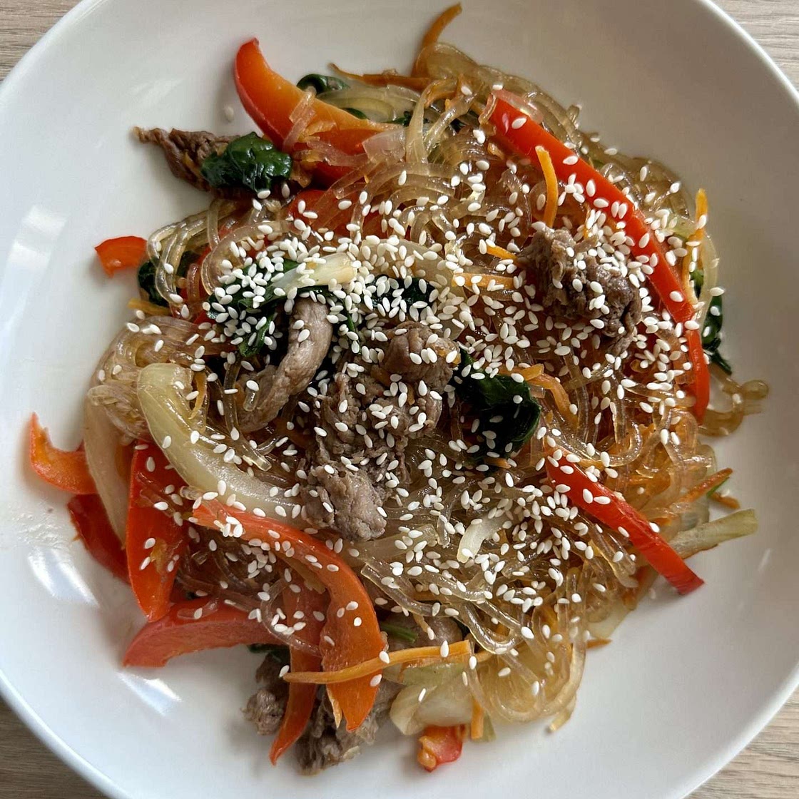 Japchae (Stir Fried Korean Glass Noodles)