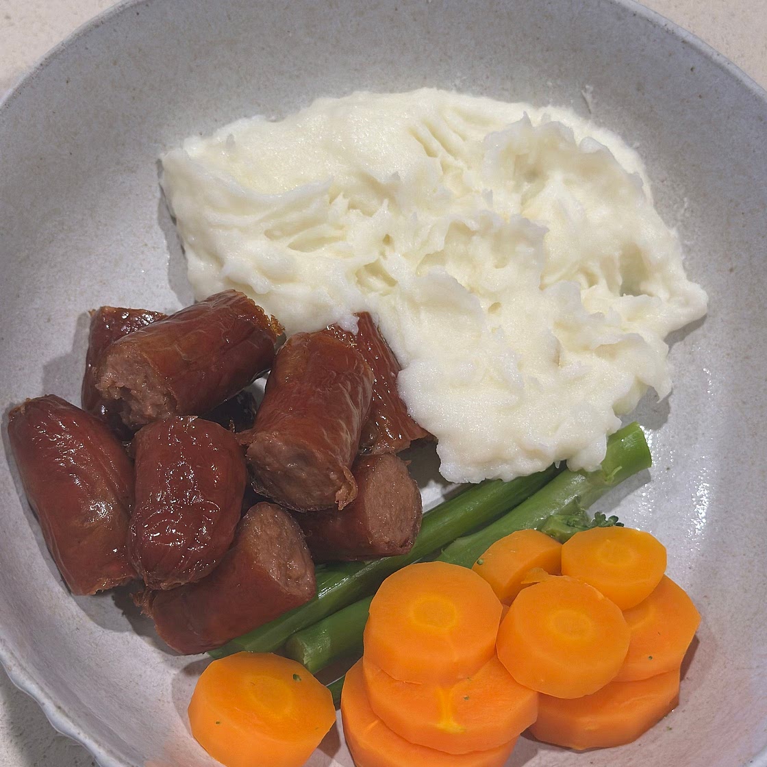 Sausages, Mash & Vege