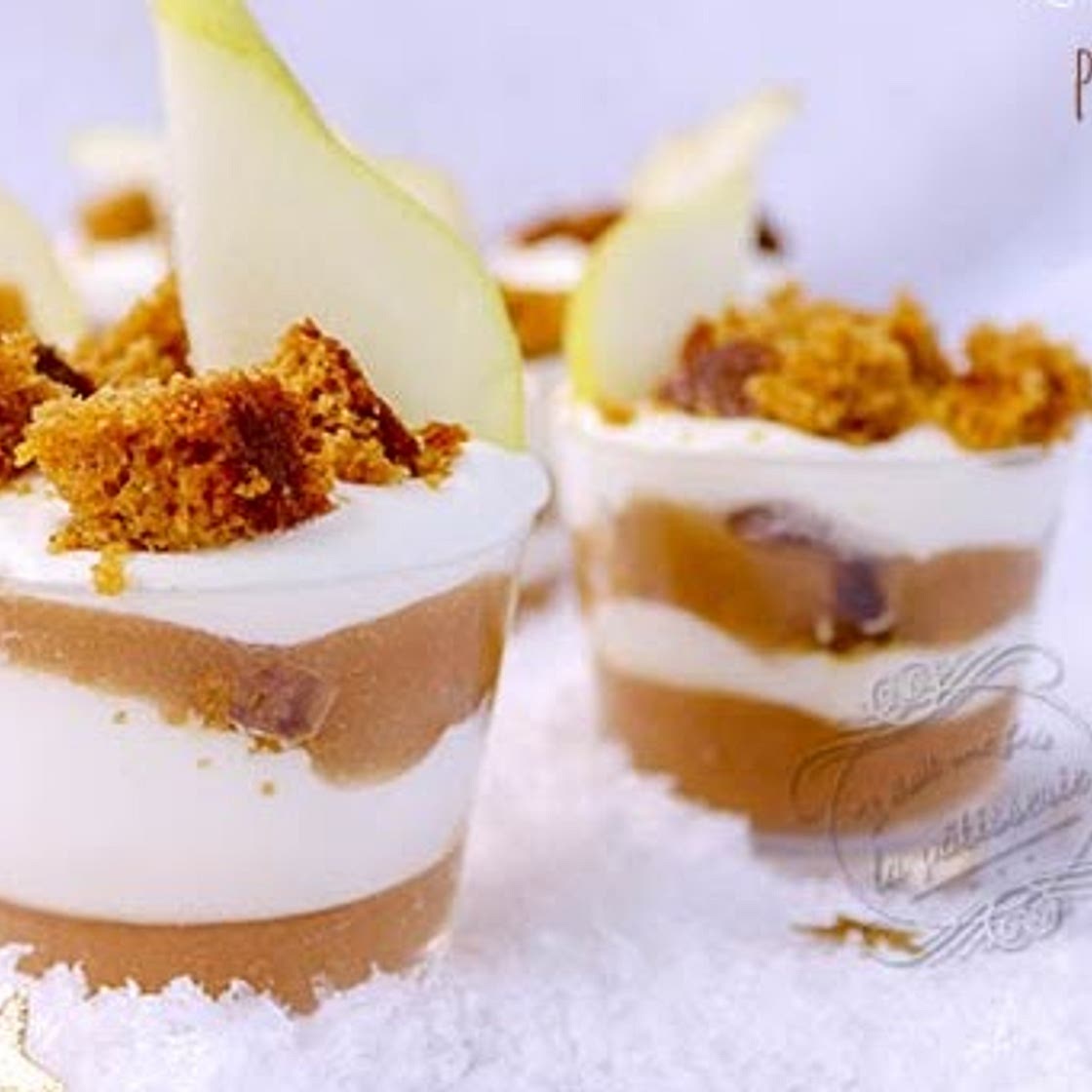 Verrines légères poire pain d'épices