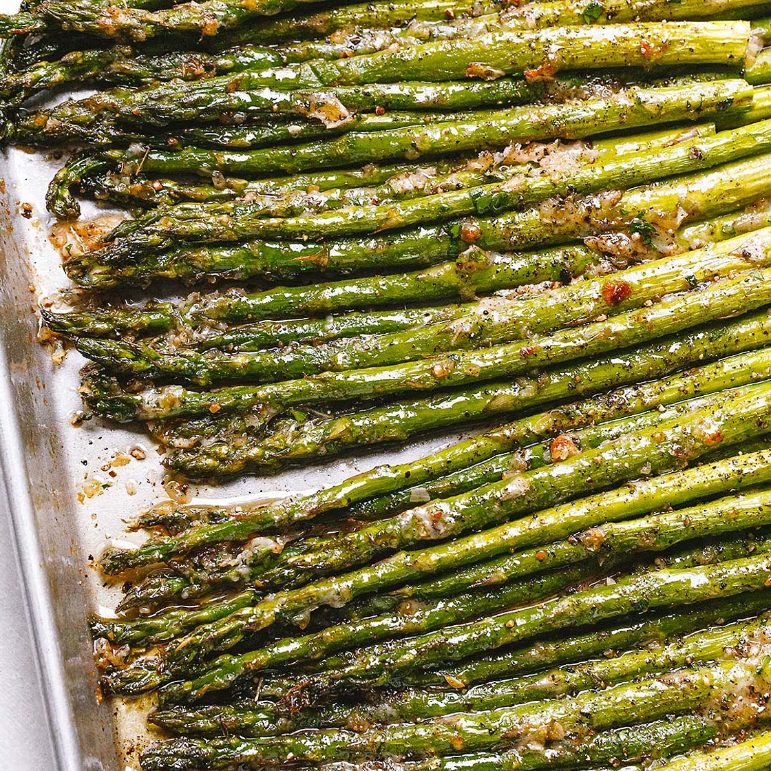 Oven-Roasted Asparagus with Garlic Parmesan