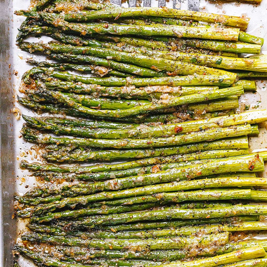 Oven-Roasted Asparagus with Garlic Parmesan