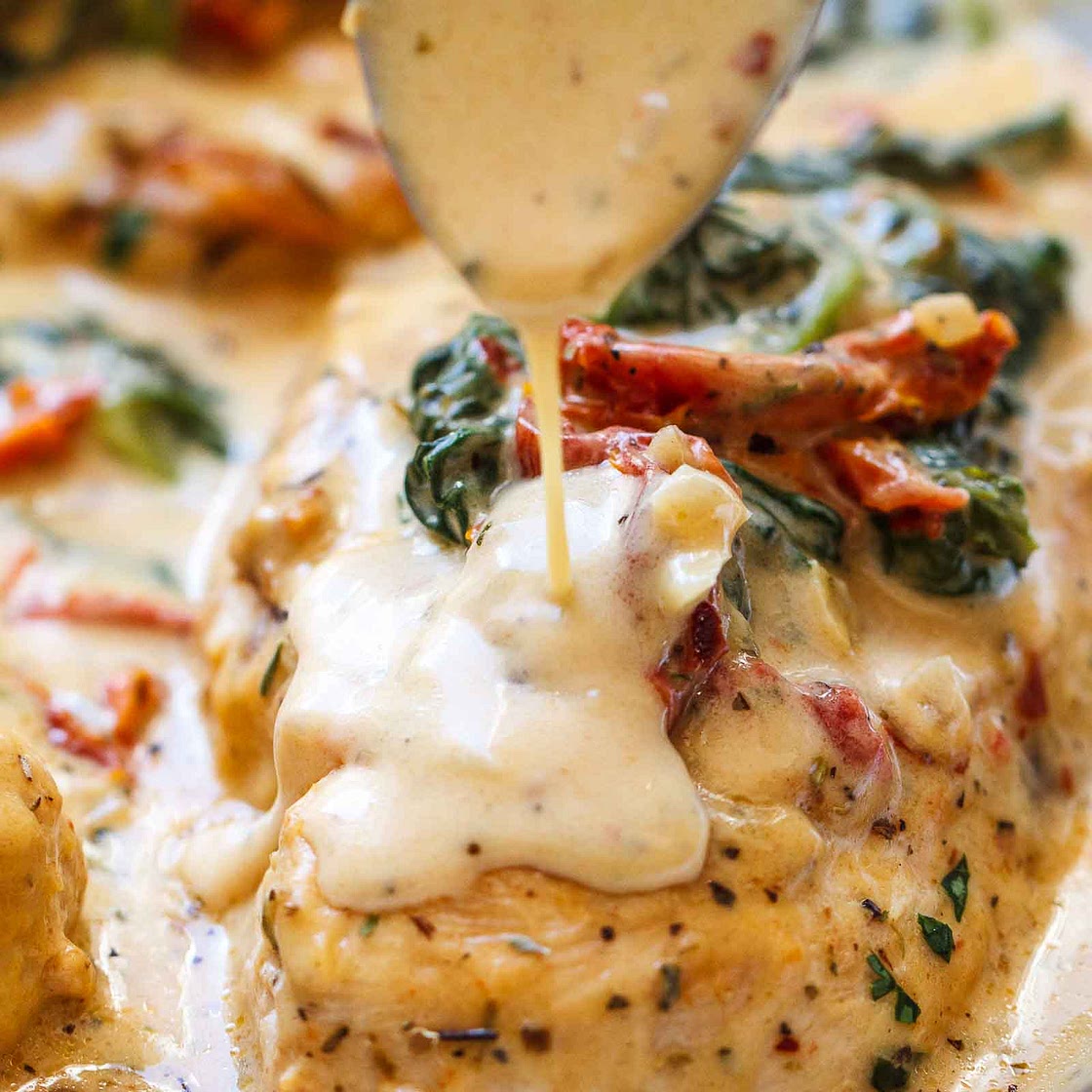 Creamy Chicken Breast in Spinach Parmesan Sauce