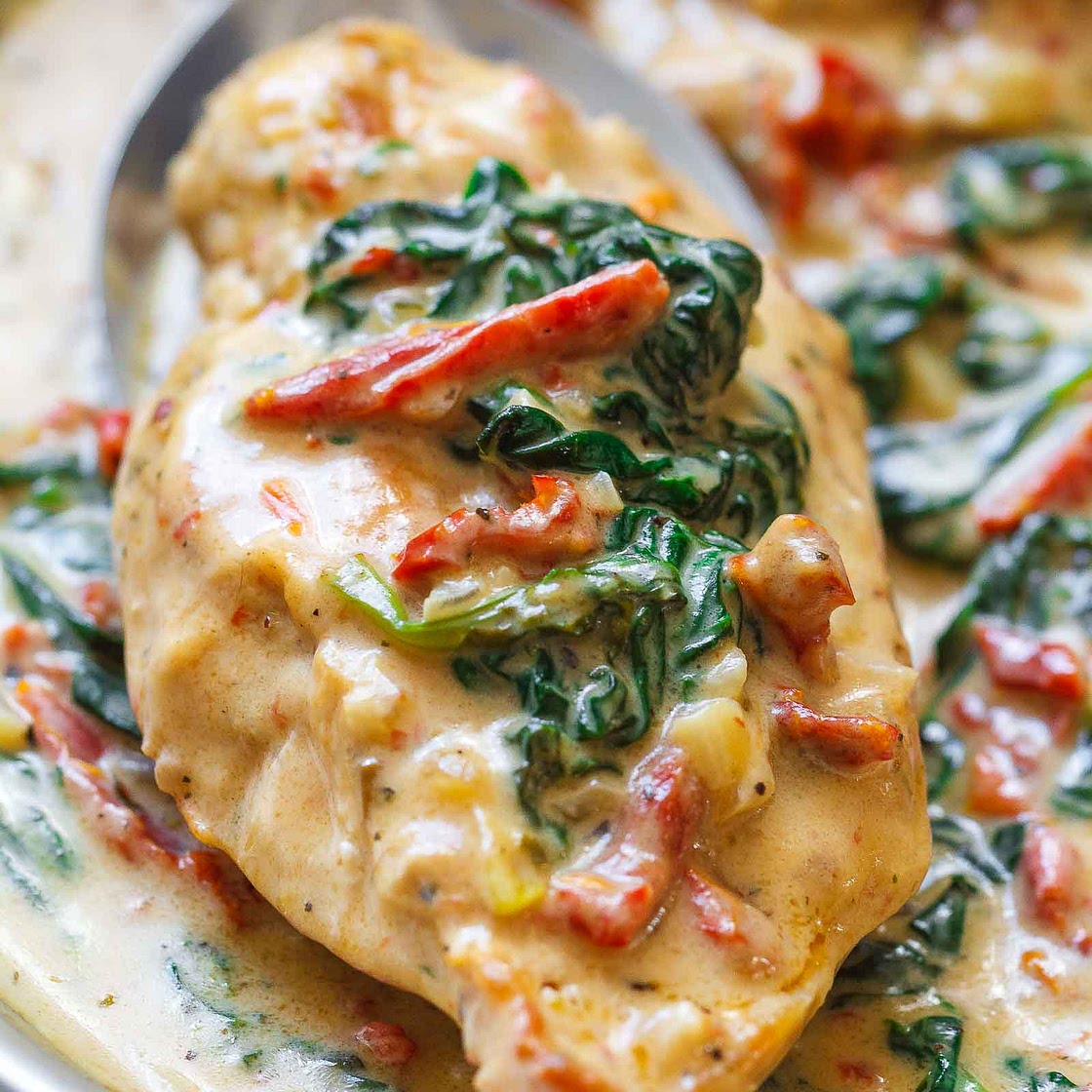 Creamy Chicken Breast in Spinach Parmesan Sauce