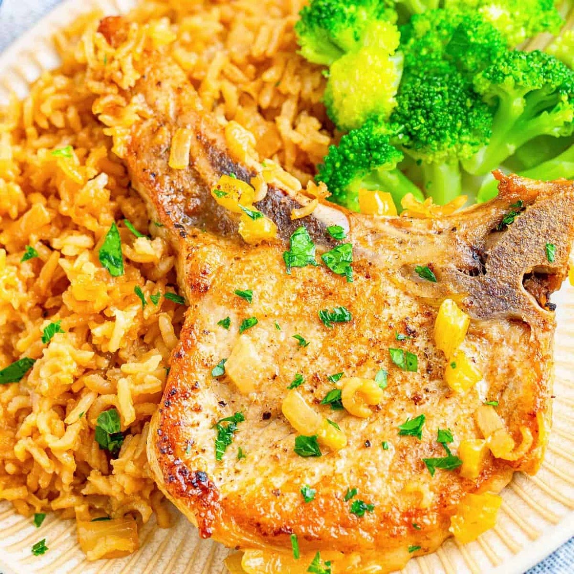 BAKED PORK CHOPS AND RICE