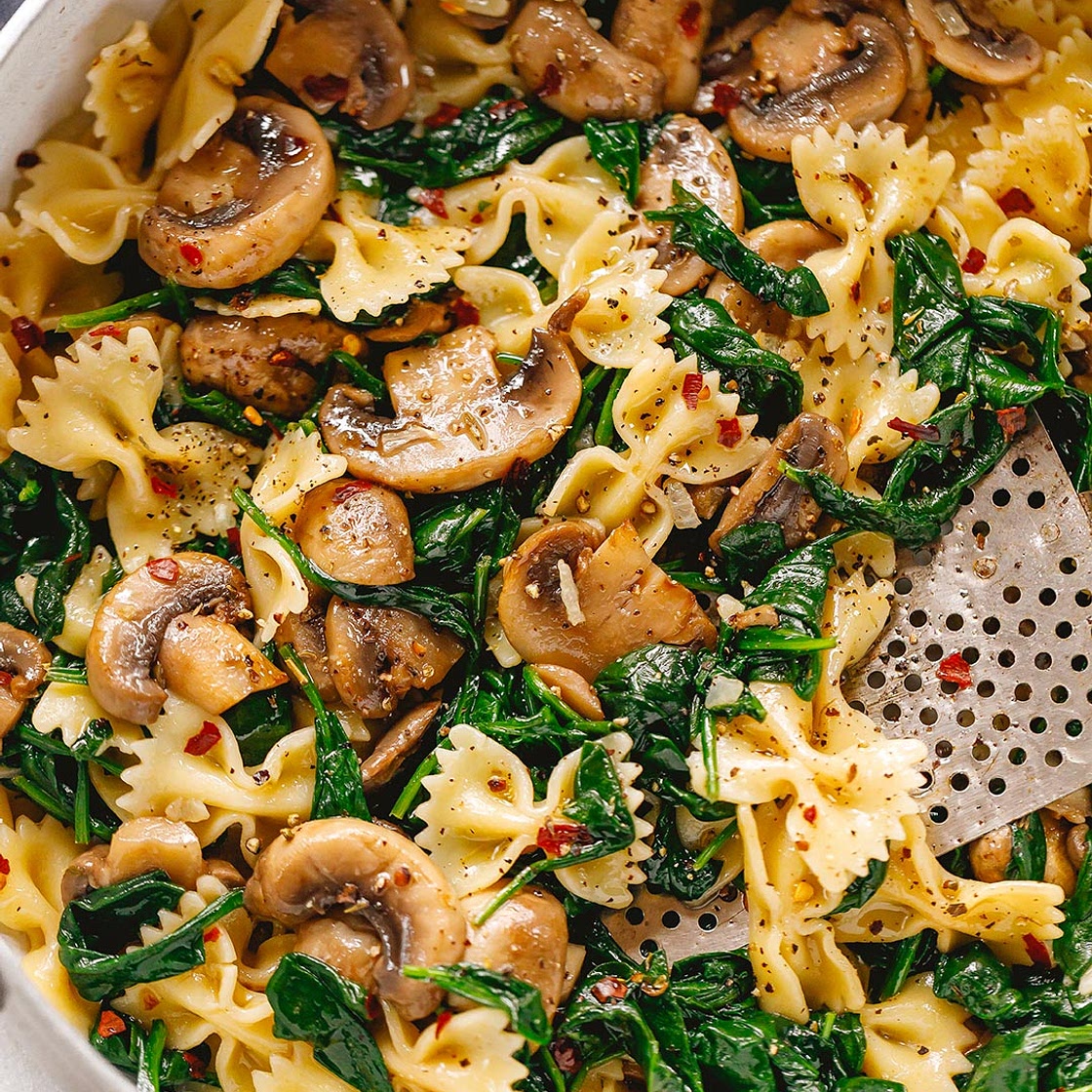 Parmesan Spinach Mushroom Pasta Skillet