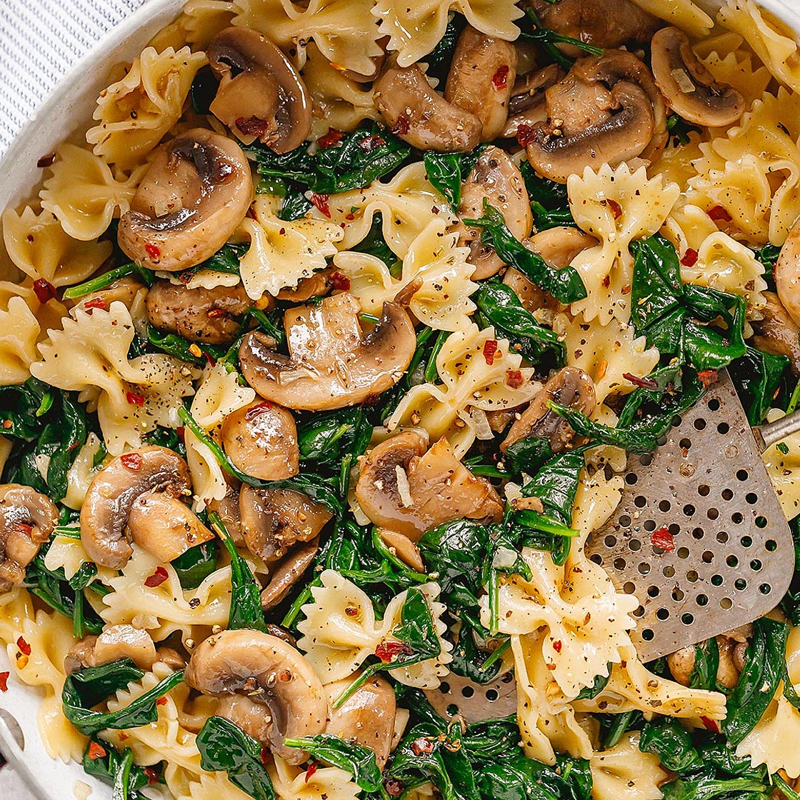 Parmesan Spinach Mushroom Pasta Skillet
