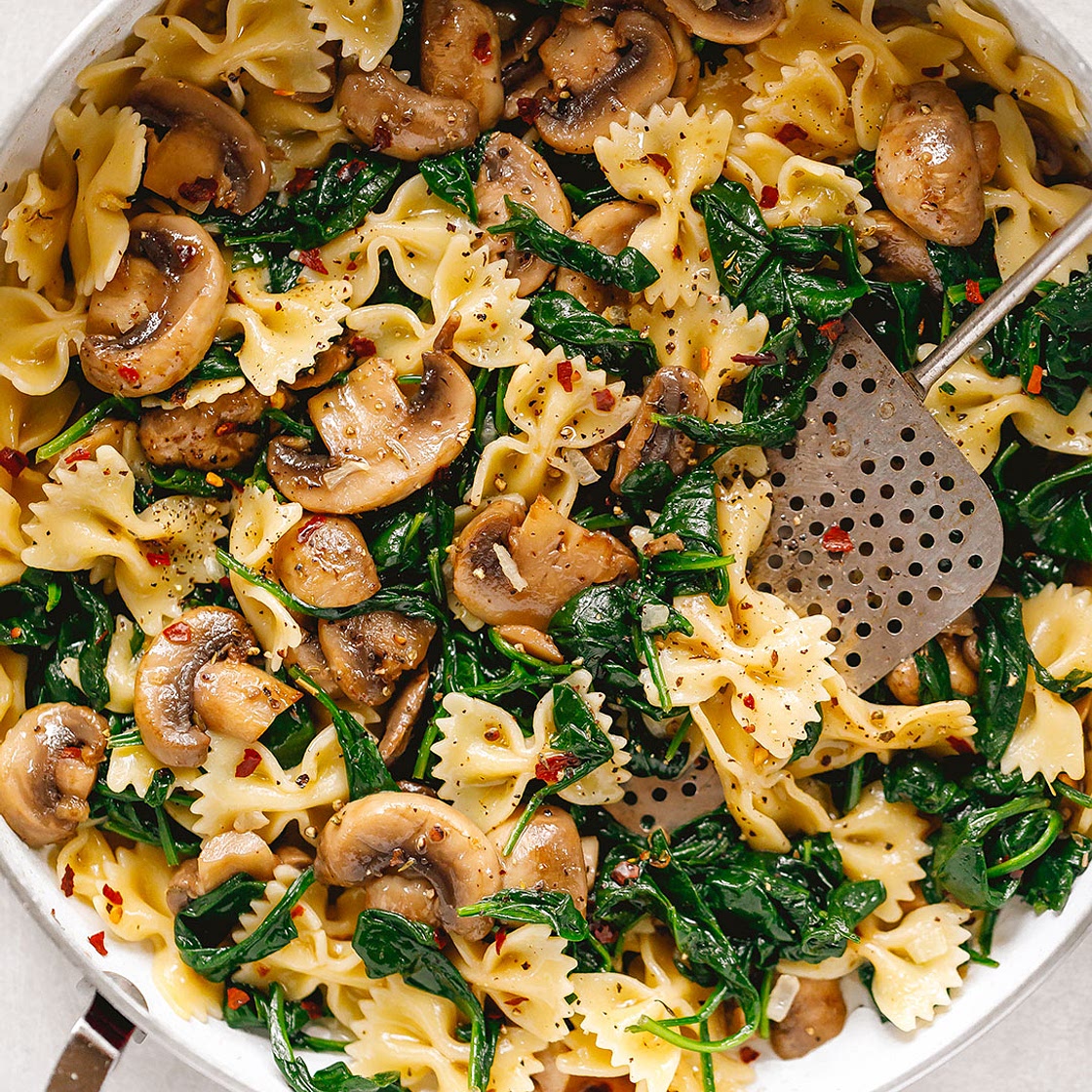Parmesan Spinach Mushroom Pasta Skillet