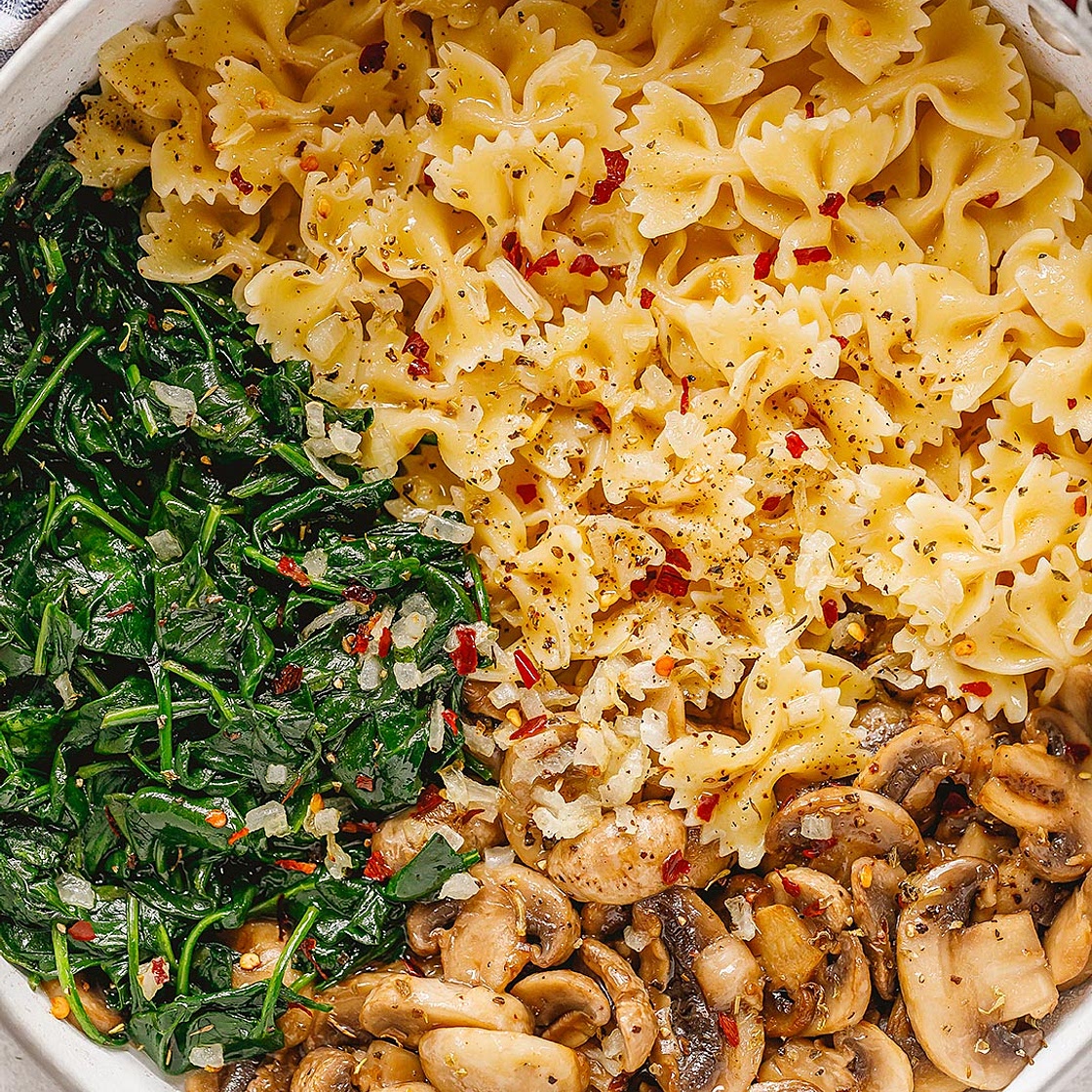 Parmesan Spinach Mushroom Pasta Skillet