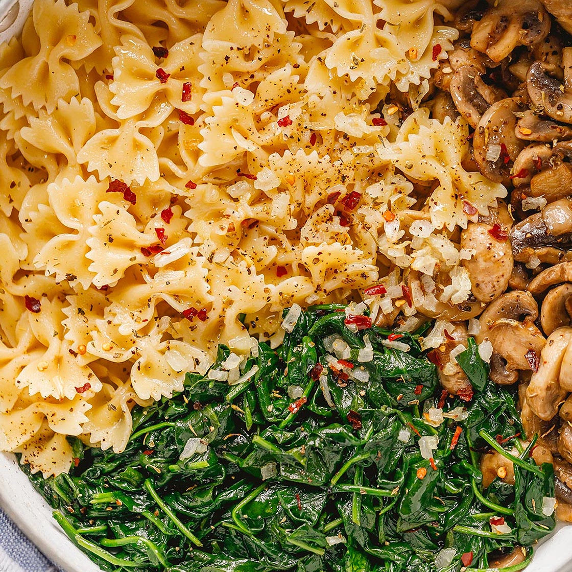 Parmesan Spinach Mushroom Pasta Skillet