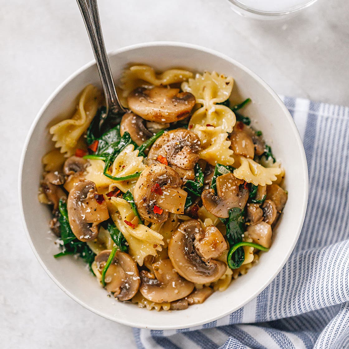 Parmesan Spinach Mushroom Pasta Skillet