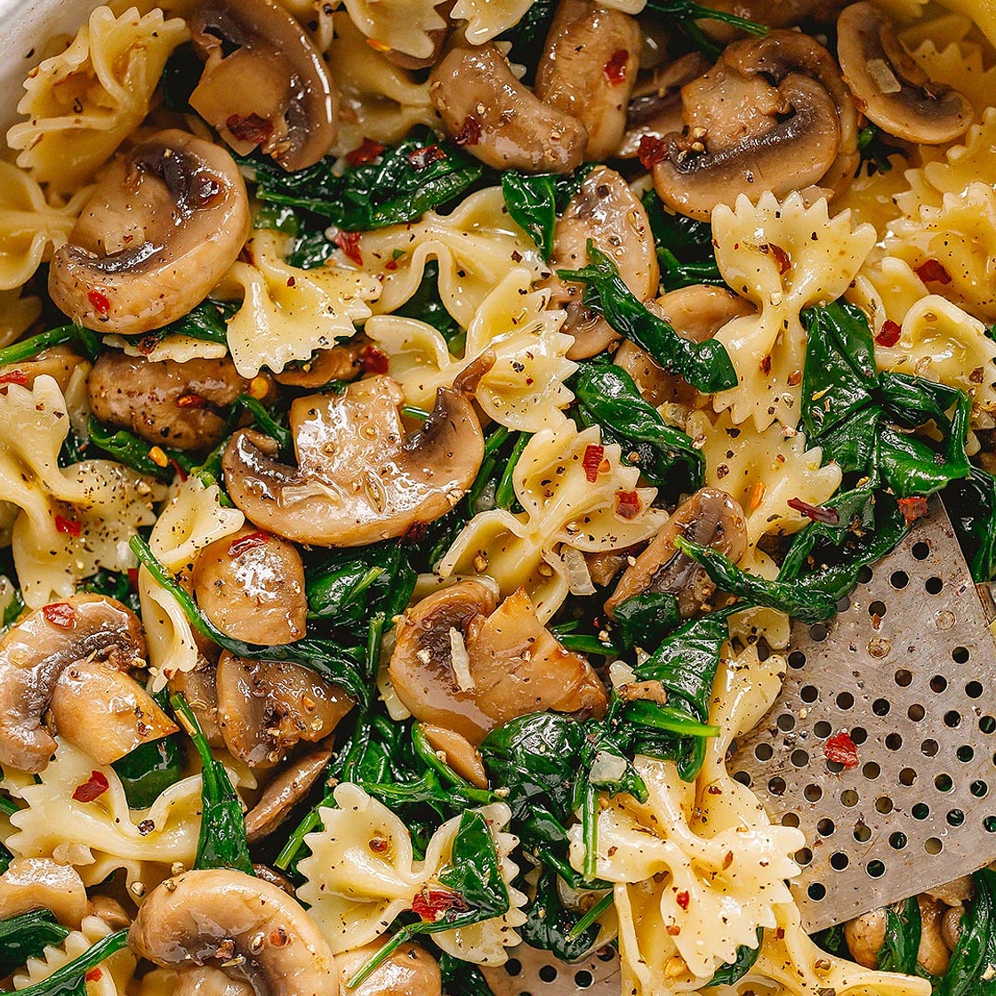 Parmesan Spinach Mushroom Pasta Skillet