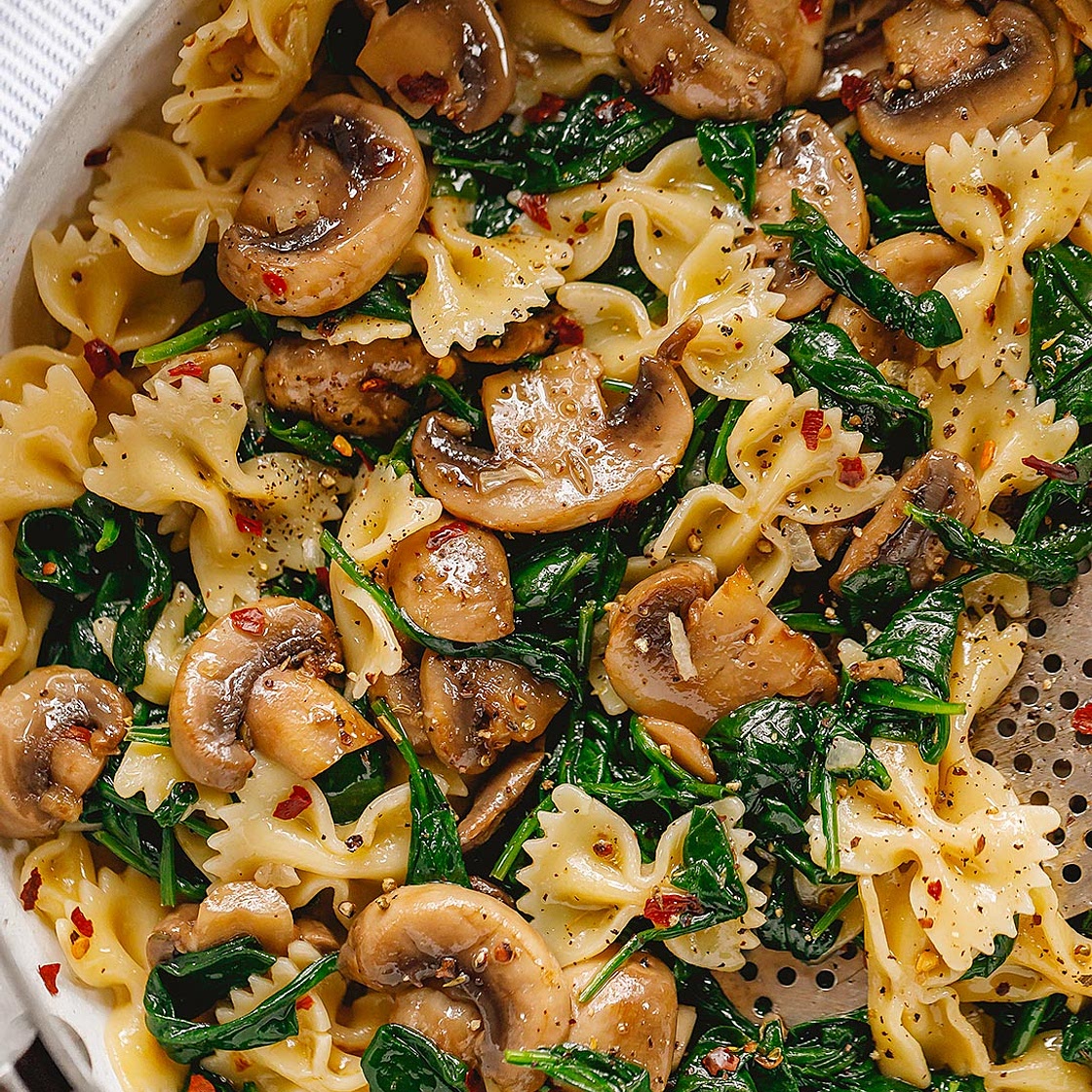 Parmesan Spinach Mushroom Pasta Skillet