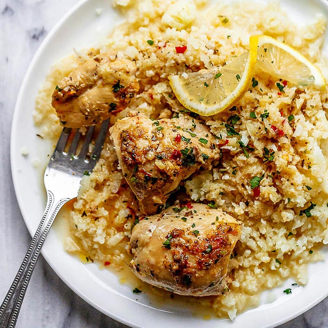 Crock Pot Lemon Garlic Butter Chicken Thighs