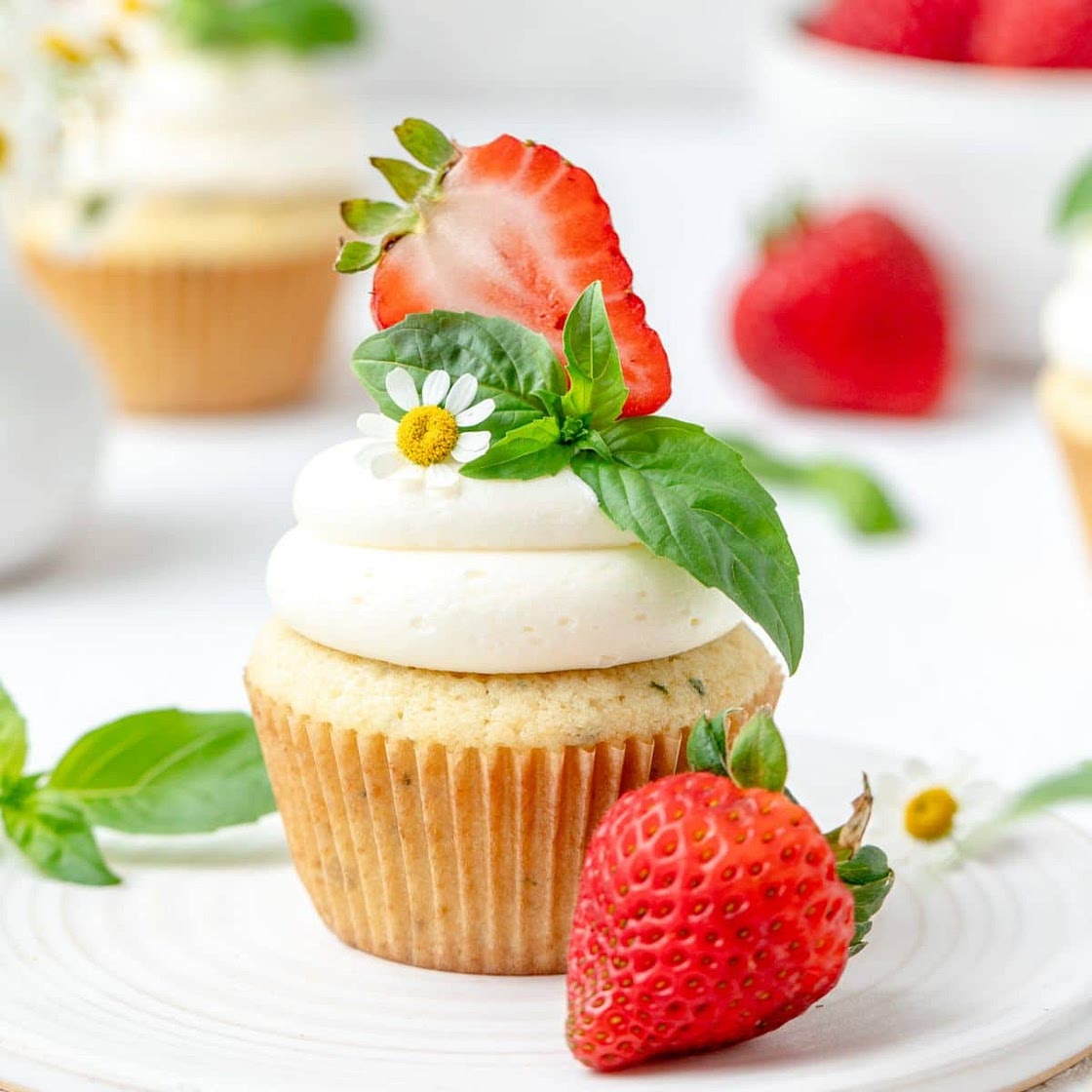 Strawberry Basil Cupcakes