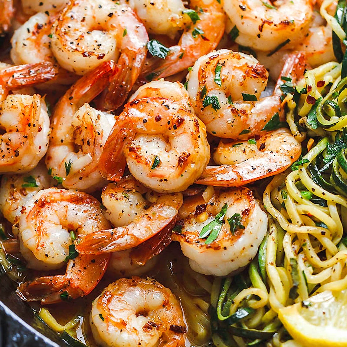 Lemon Garlic Butter Shrimp with Zucchini Noodles