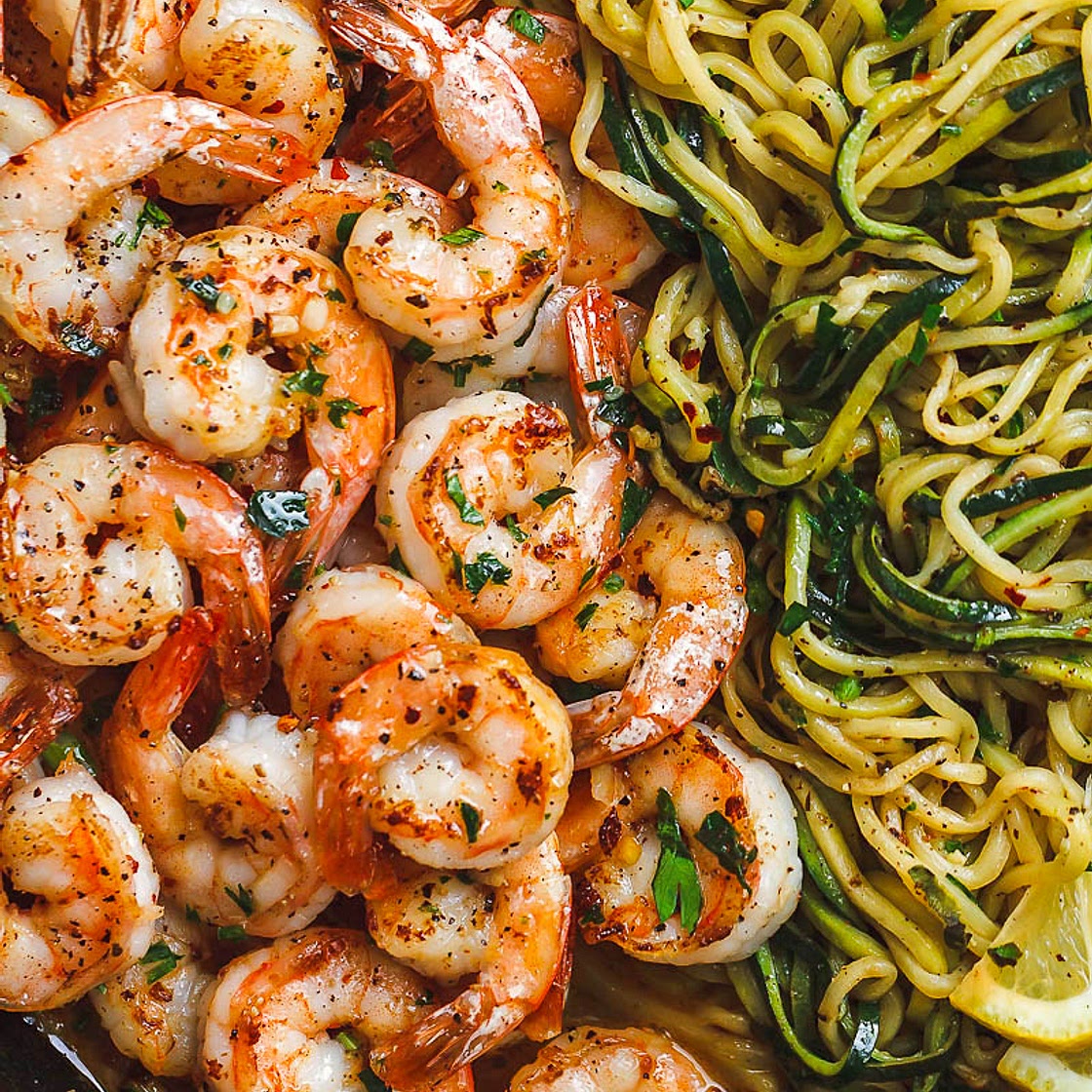 Lemon Garlic Butter Shrimp with Zucchini Noodles