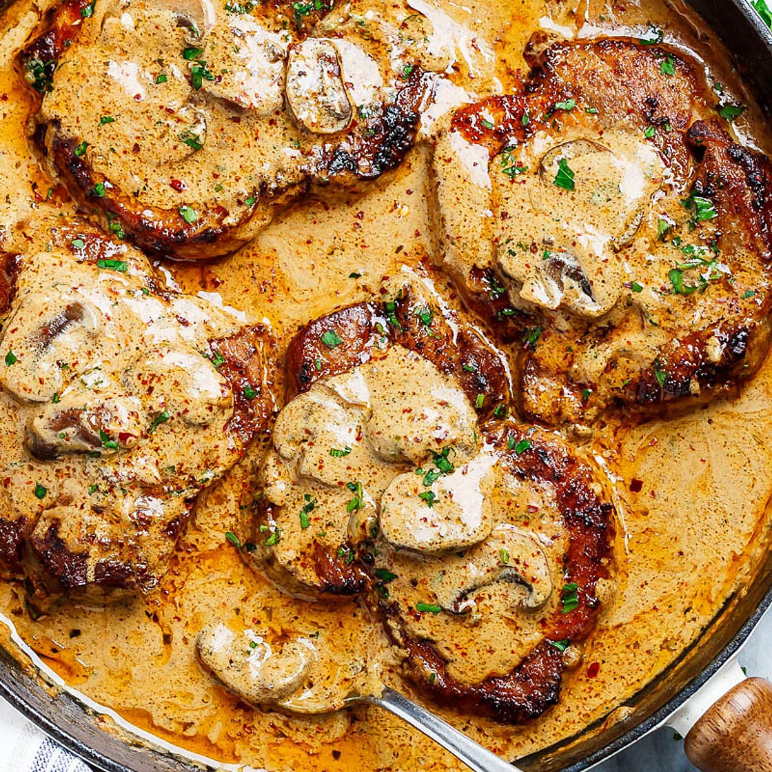 Creamy Mushroom Pork Chops Recipe