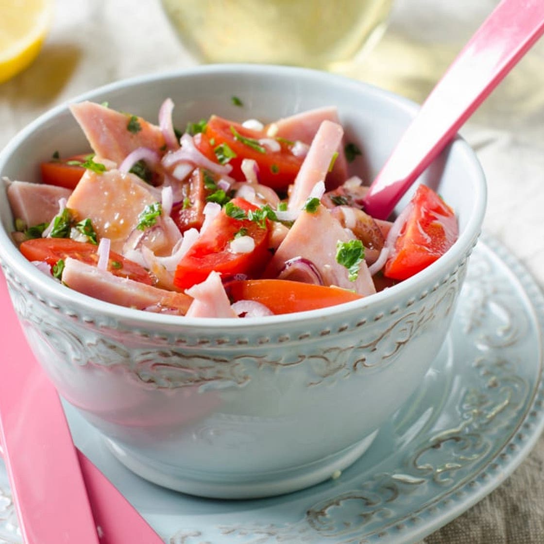 Salade de tomates cerise au jambon