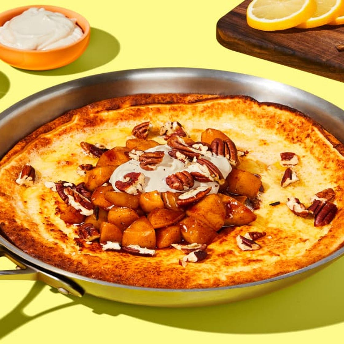Lemon-Ricotta Dutch Baby with Pears & Maple Crème Fraîche | 4 servings