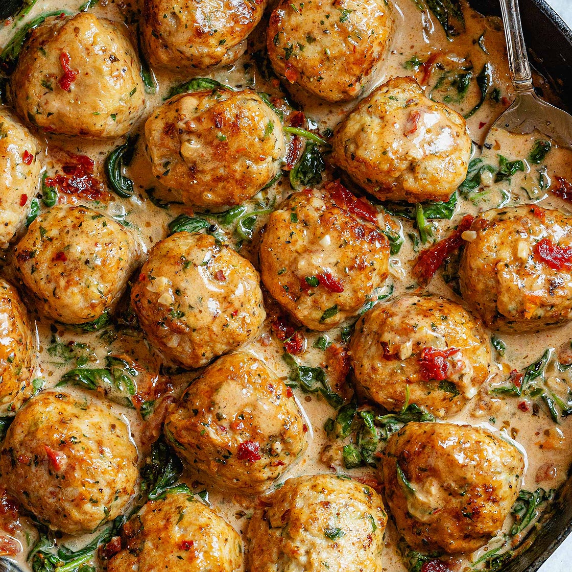 Creamy Spinach Turkey Meatballs