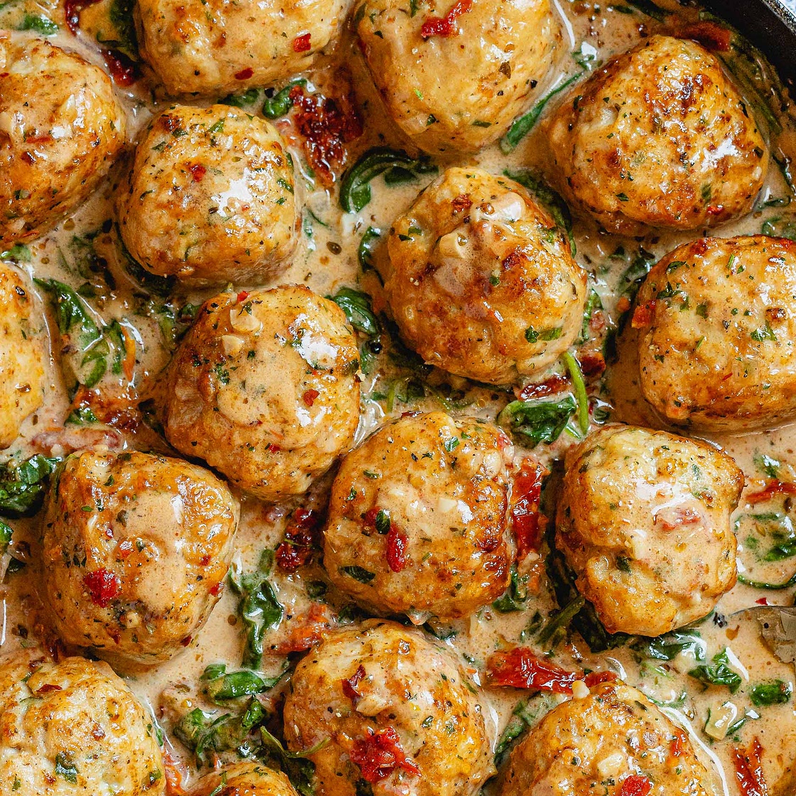 Creamy Spinach Turkey Meatballs
