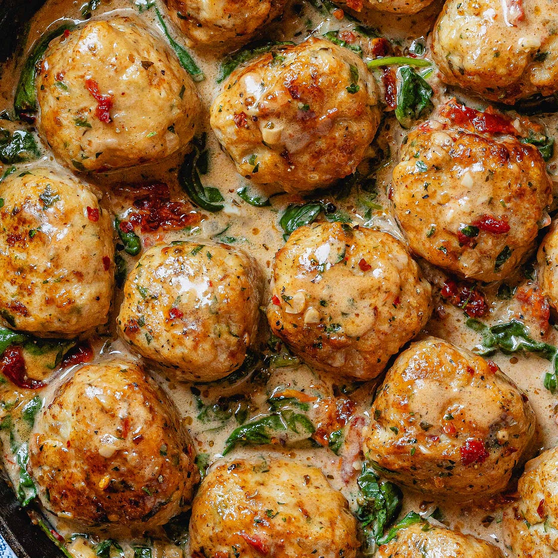 Creamy Spinach Turkey Meatballs
