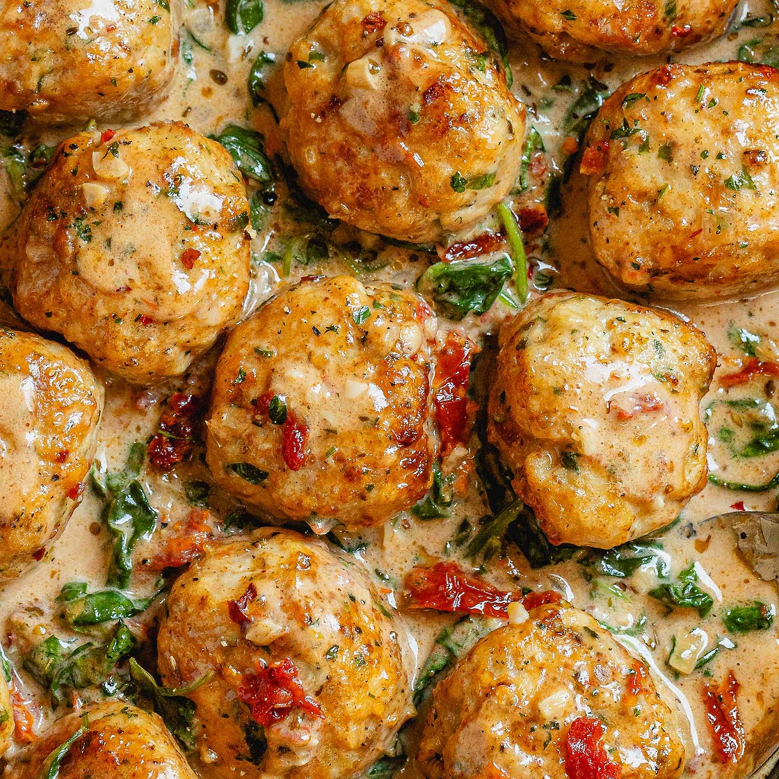 Creamy Spinach Turkey Meatballs