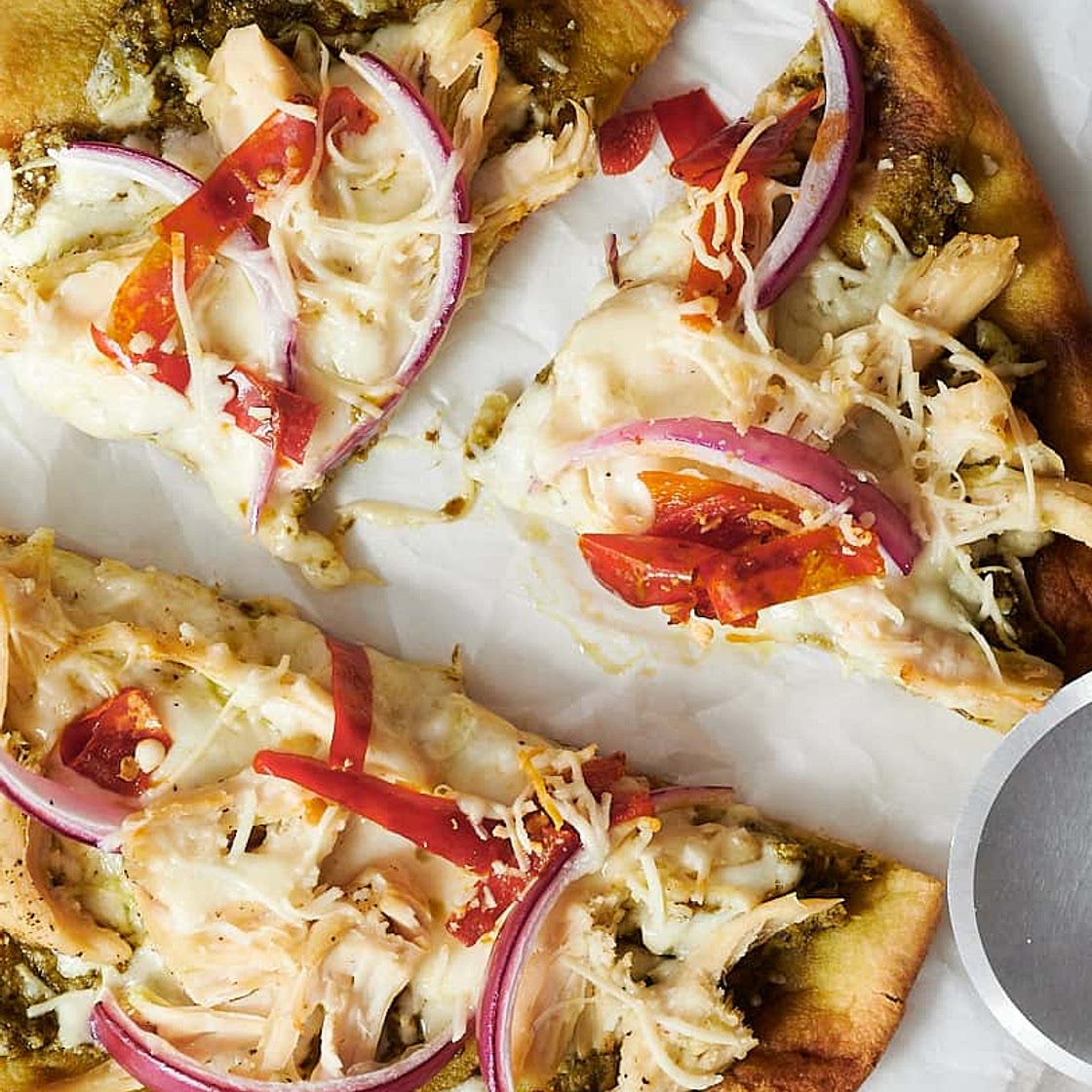 Chicken Pesto Flatbread with Naan