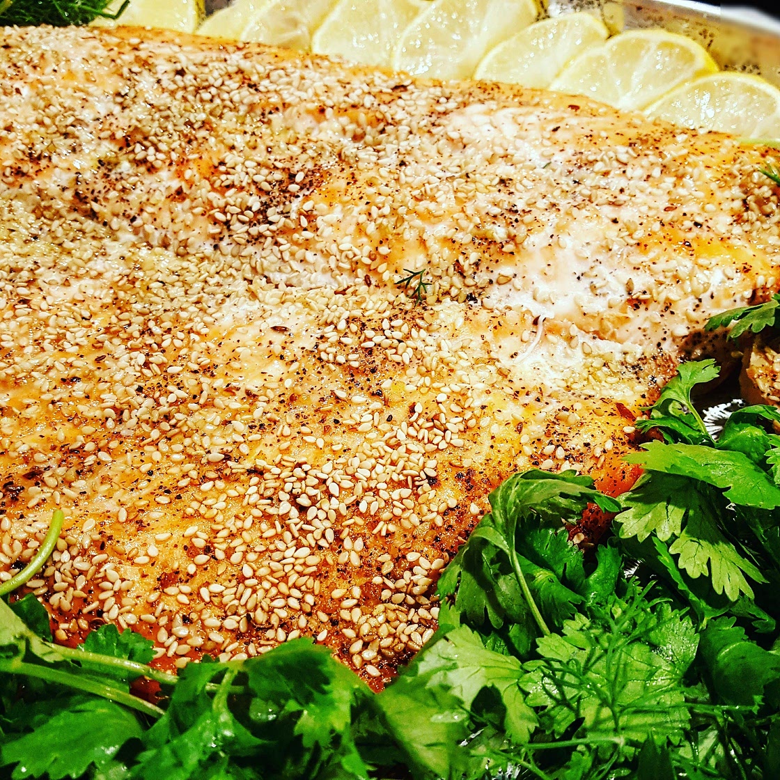 Sesame Crusted Baked Salmon