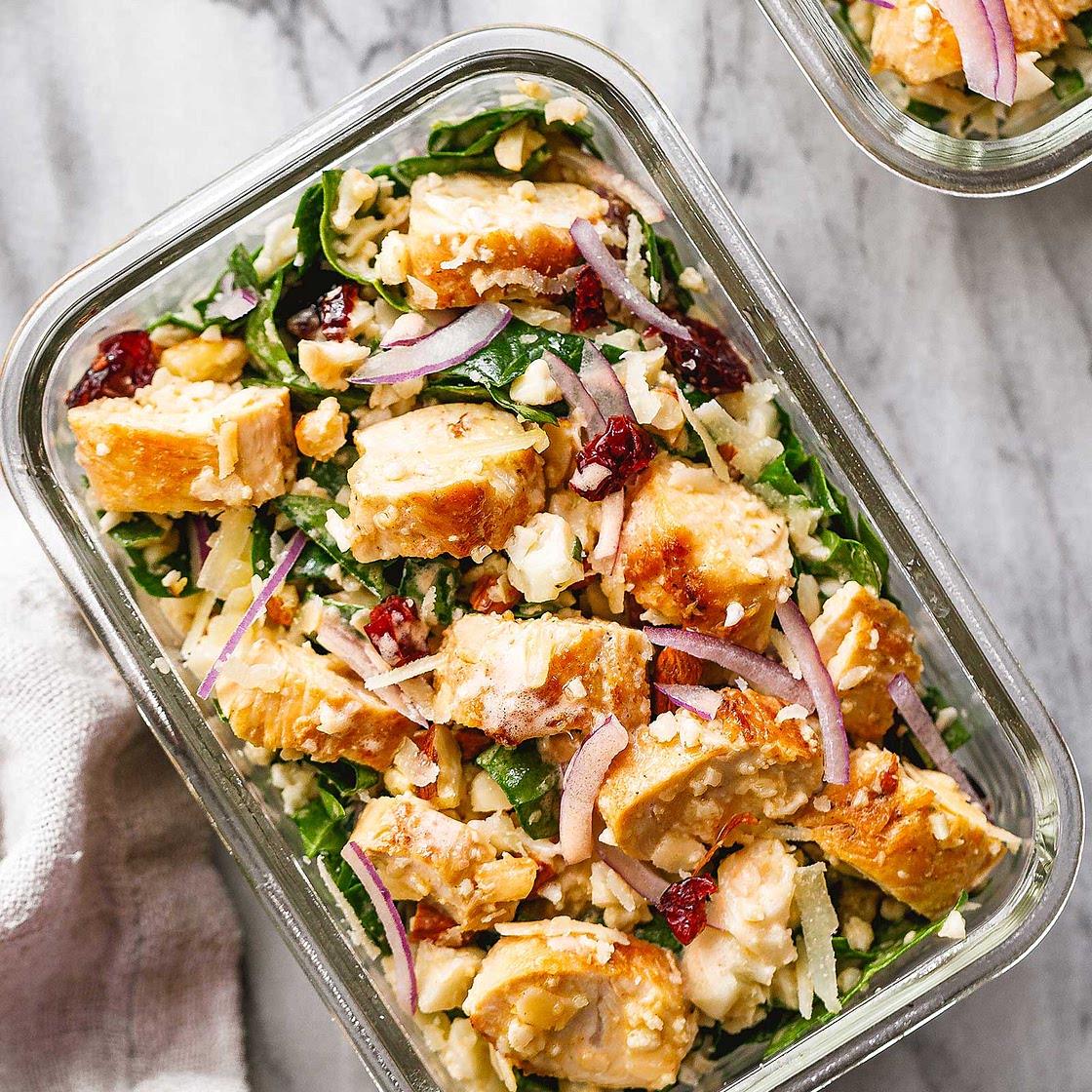 Meal Prep Chicken Spinach Cauliflower Salad