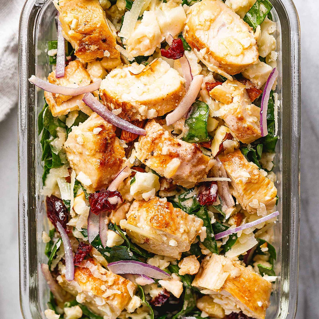 Meal Prep Chicken Spinach Cauliflower Salad