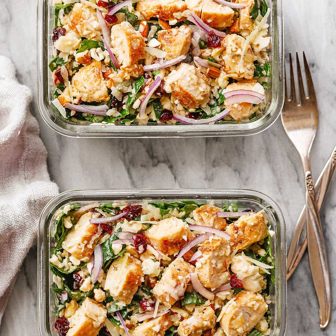 Meal Prep Chicken Spinach Cauliflower Salad