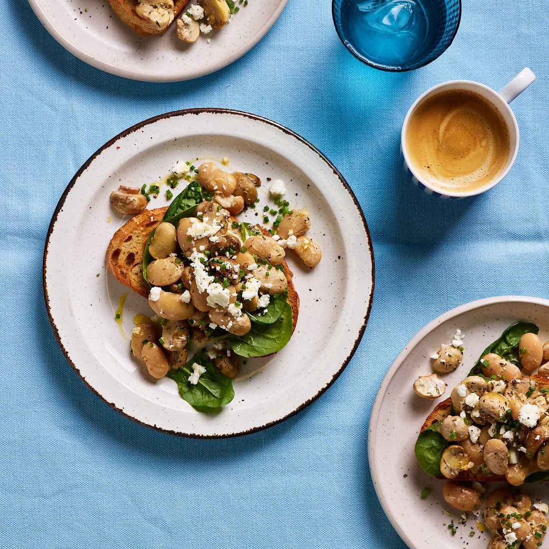 Air Fryer Button Mushrooms on Toast