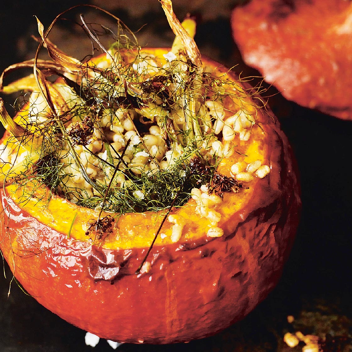 Stuffed squash with fennel and barley