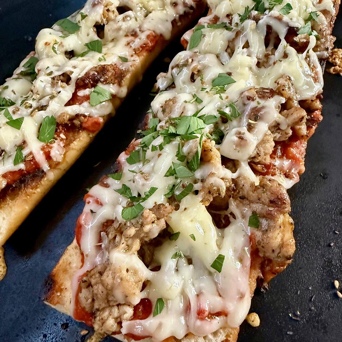 Blackstone Cheesy Sausage Baguettes