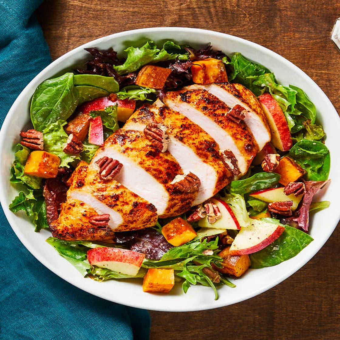 Orchard Chicken Salad with Roasted Sweet Potato, Apple & Toasted Pecans